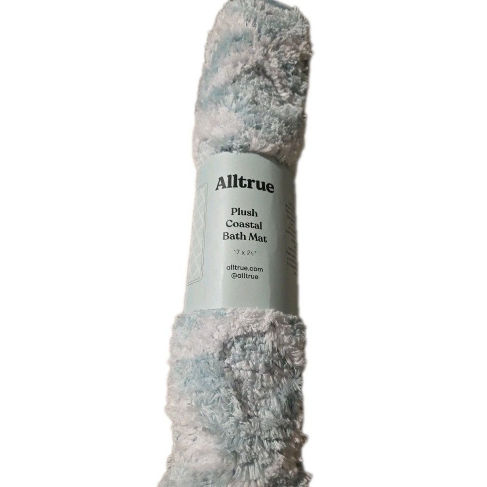 Alltrue Plush Coastal Bath Mat‎ Sea Foam Green Quick Dry Microfiber Non Slip